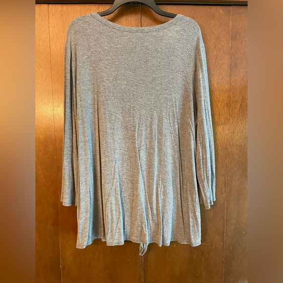 Gray- button down tie front tee - Picture 2 of 3